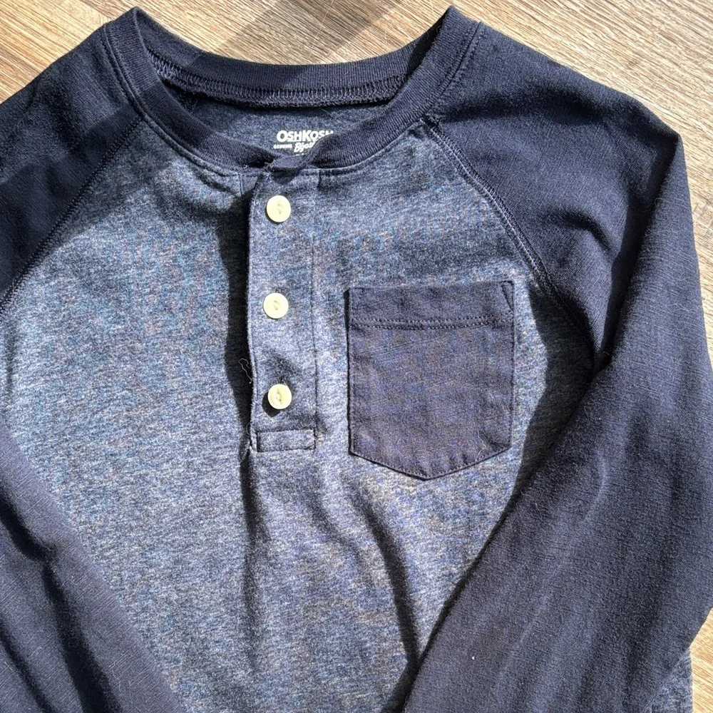OshKosh B'gosh Dark Blue Long Sleeve Henley - Picture 2 of 4